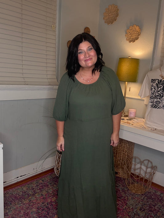 Hazel Dress in Dusty Pine