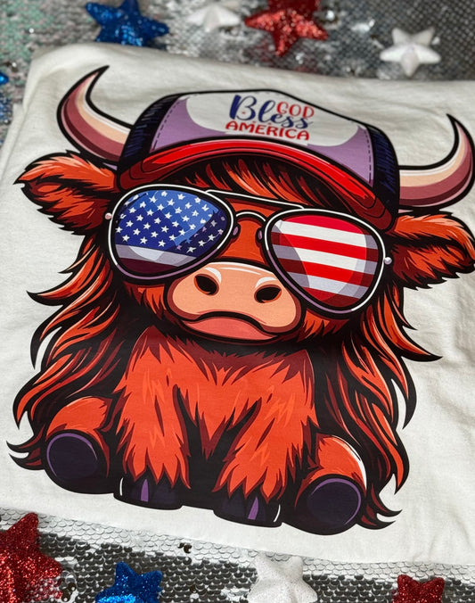 USA Highland Cow Tee