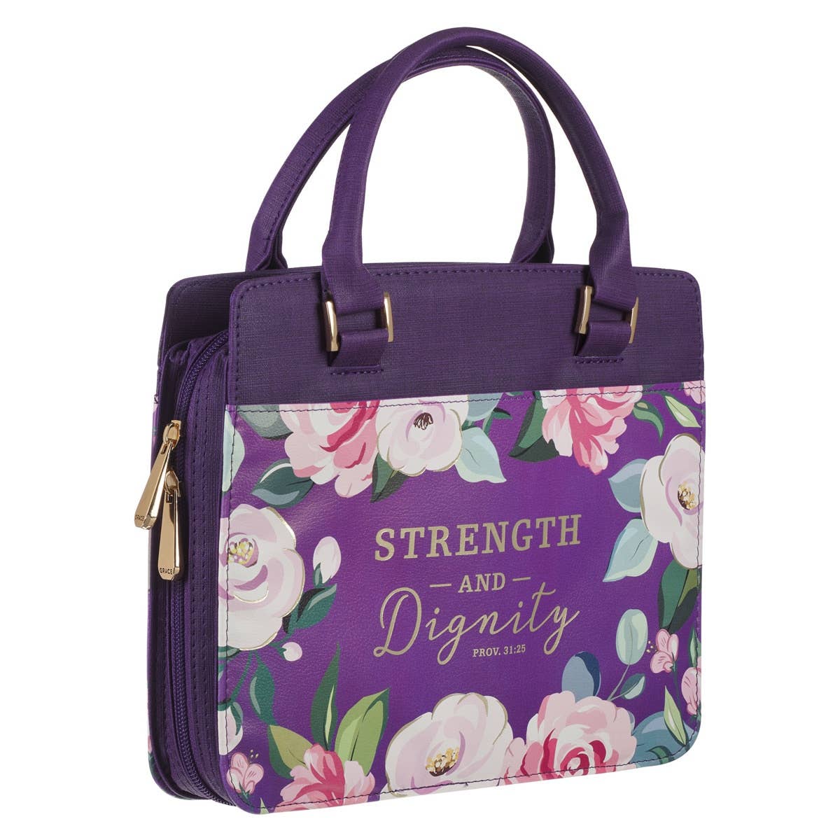 Bible Cover Fashion Purple Strength and Dignity Prov. 31:25
